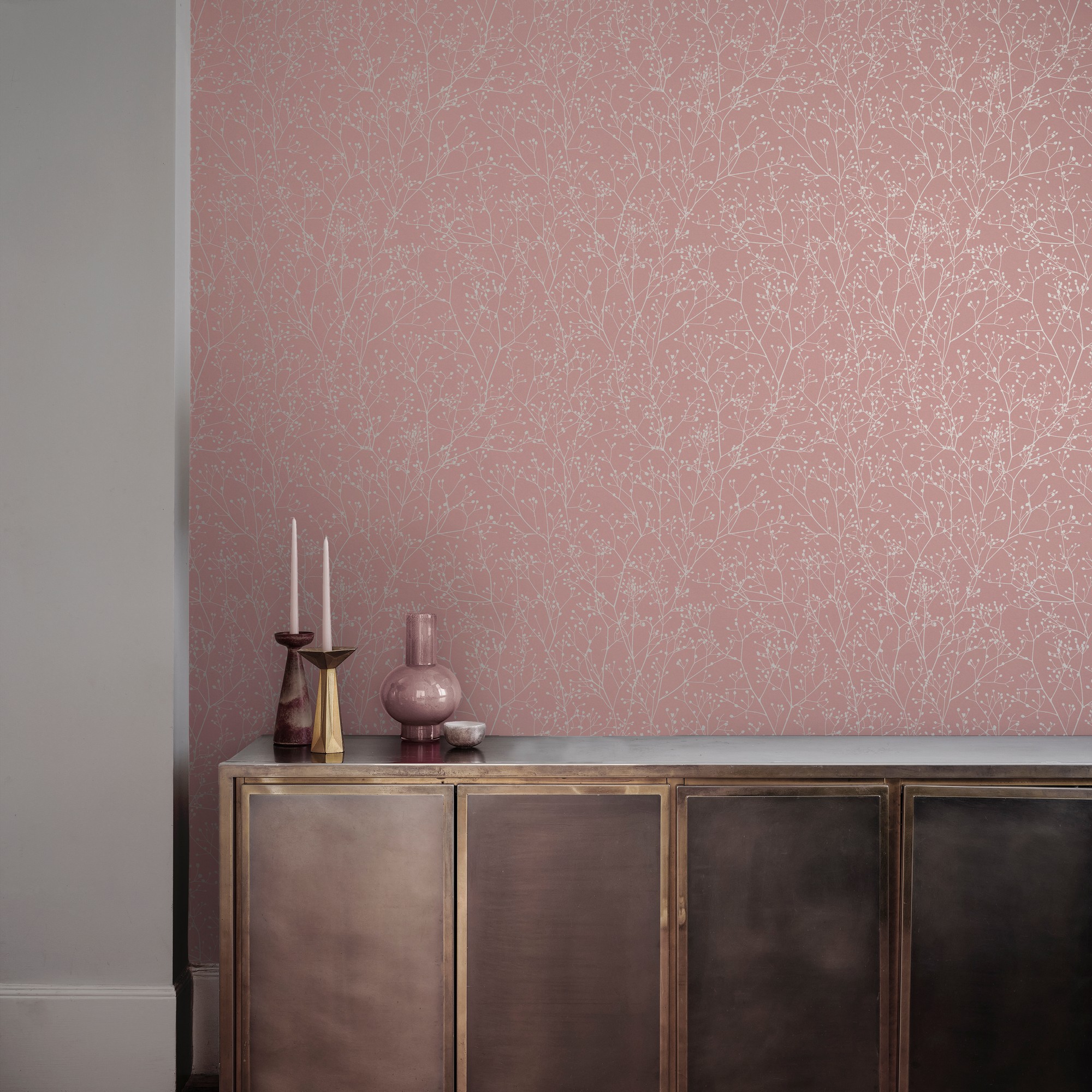 Gypsophila Wallpaper 120373 By Clarissa Hulse In Shell Rose Gold